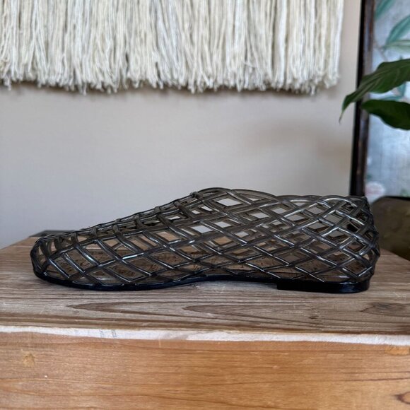 MIA DARLEENE Black Jelly Open Basket Weave Slip On Ballet Flat Shoes Size 8 - Picture 8 of 12